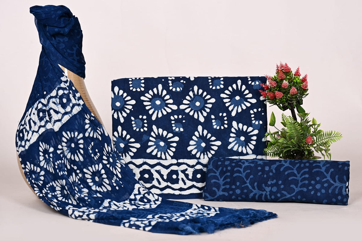 Authentic Unstitched Hand Block Print Cotton Suits Set