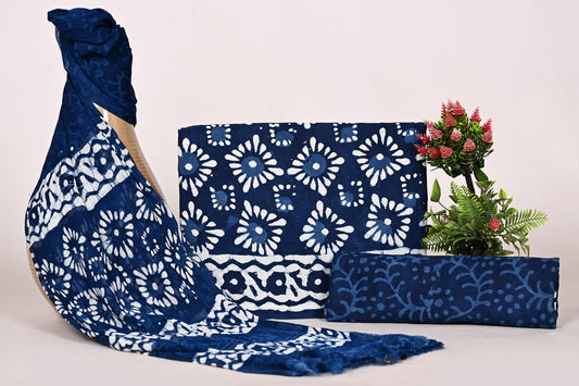 Authentic Unstitched Hand Block Print Cotton Suits Set