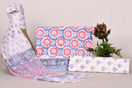 Graceful Cotton Salwar Suit with Printed Chiffon Dupatta