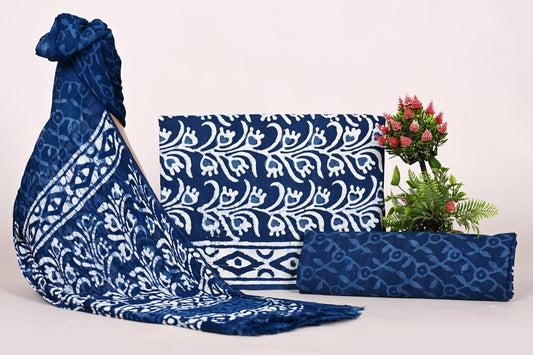Breezy Lightweight Floral Cotton Suit with Chiffon Dupatta