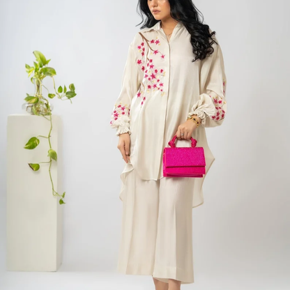Embroidered Cotton Silk Women Co Ord Set