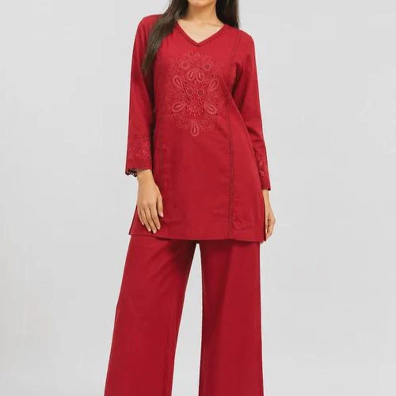 Printed Cotton Shirt Palazzo Co Ord Set For Women