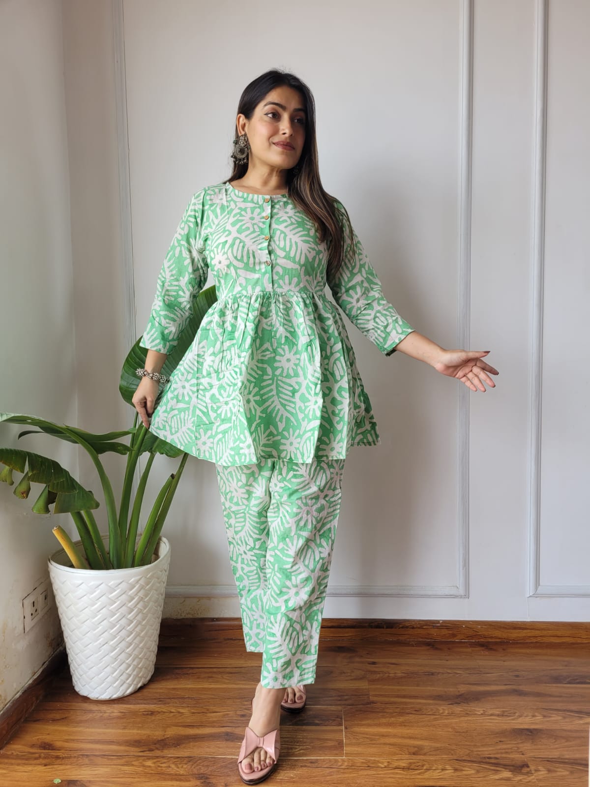 Stylish Handcrafted Block Print Cotton Co-ord Set for Women
