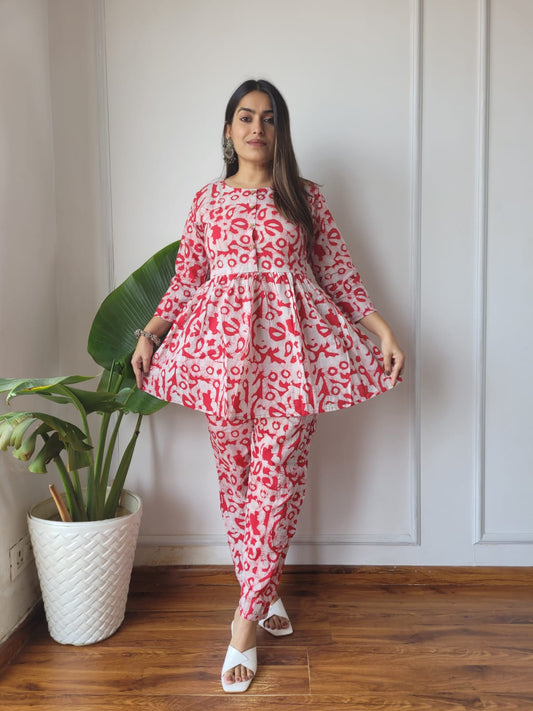 Stylish Handcrafted Block Print Cotton Co-ord Set for Women