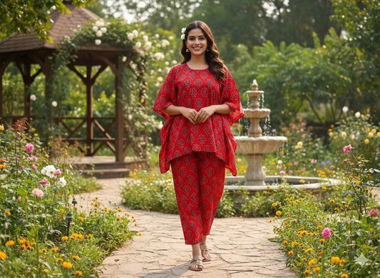 Traditional Bagru Print Cotton Kurti Palazzo Set