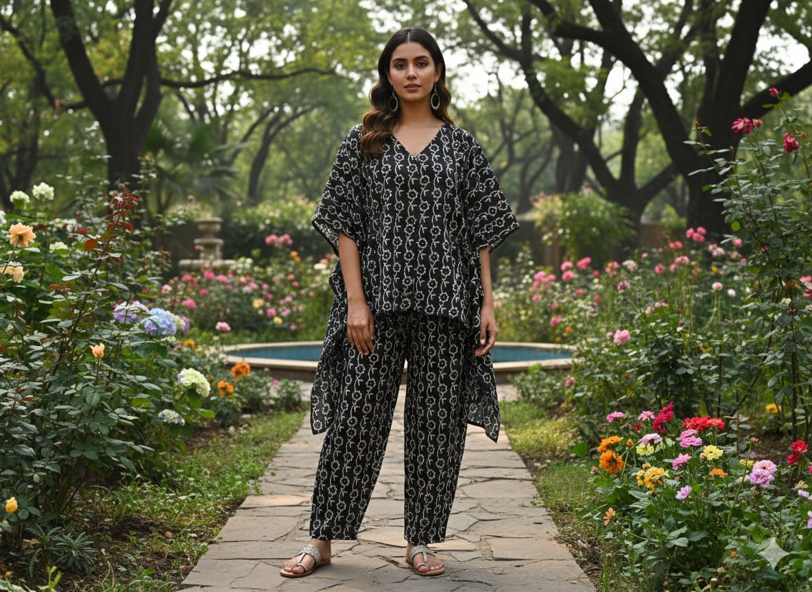Traditional Bagru Print Cotton Kurti Palazzo Set