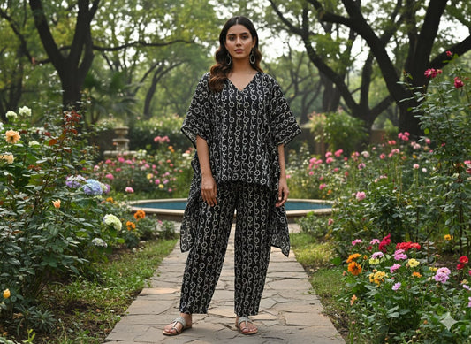 Traditional Bagru Print Cotton Kurti Palazzo Set
