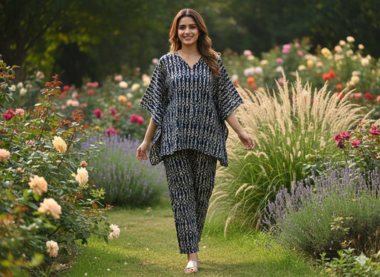 Traditional Bagru Print Cotton Kurti Palazzo Set