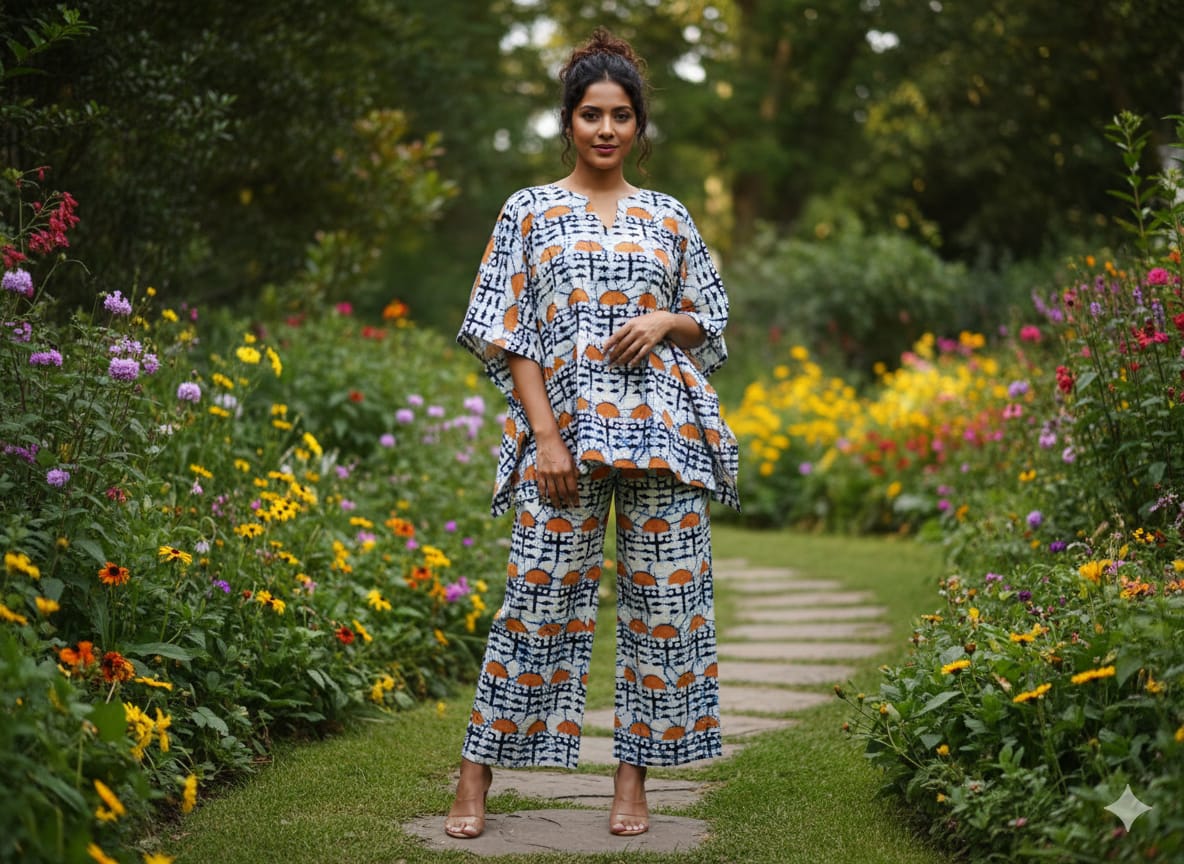 Traditional Bagru Print Cotton Kurti Palazzo Set