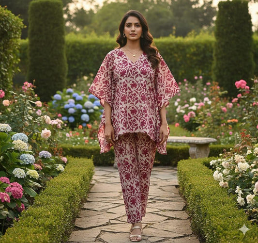Traditional Bagru Print Cotton Kurti Palazzo Set