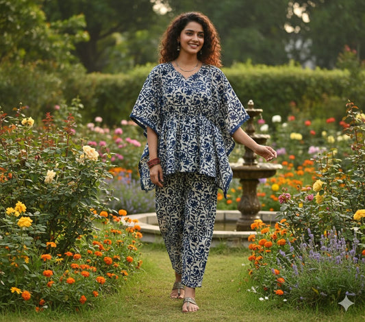 Traditional Bagru Print Cotton Kurti Palazzo Set