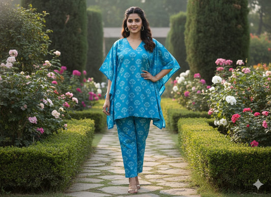 Traditional Bagru Print Cotton Kurti Palazzo Set