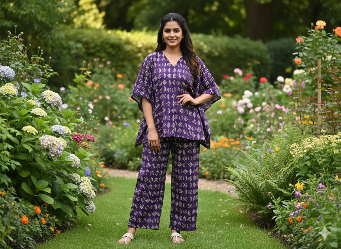 Traditional Bagru Print Cotton Kurti Palazzo Set