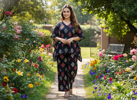 Traditional Bagru Print Cotton Kurti Palazzo Set