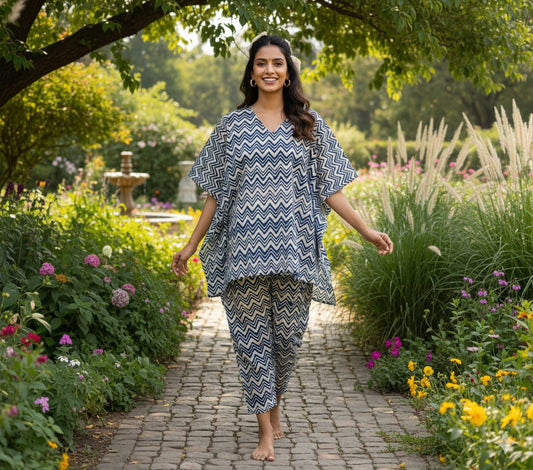Traditional Bagru Print Cotton Kurti Palazzo Set