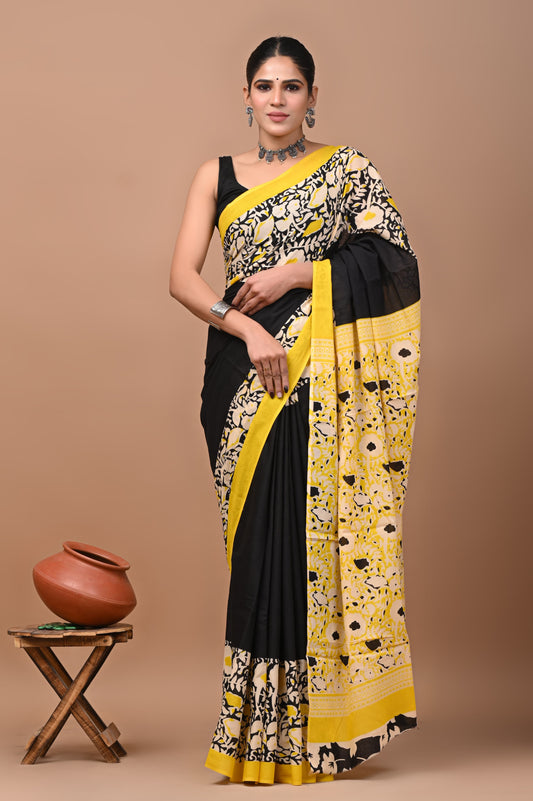 Mul Cotton Block Print Saree