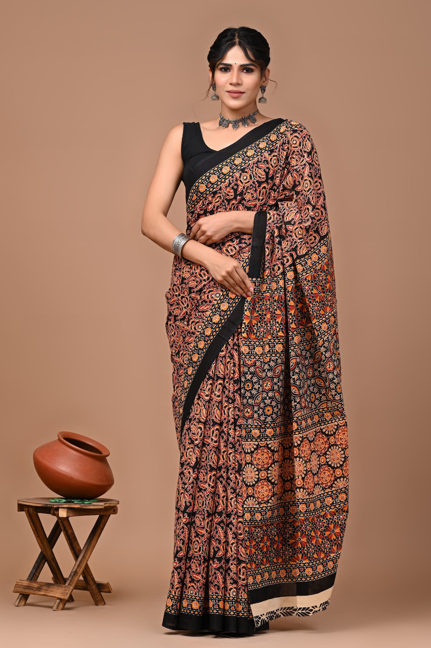 Mul Cotton Block Print Saree