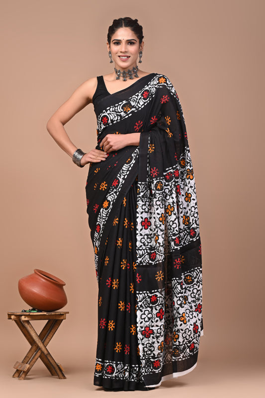 Mul Cotton Block Print Saree