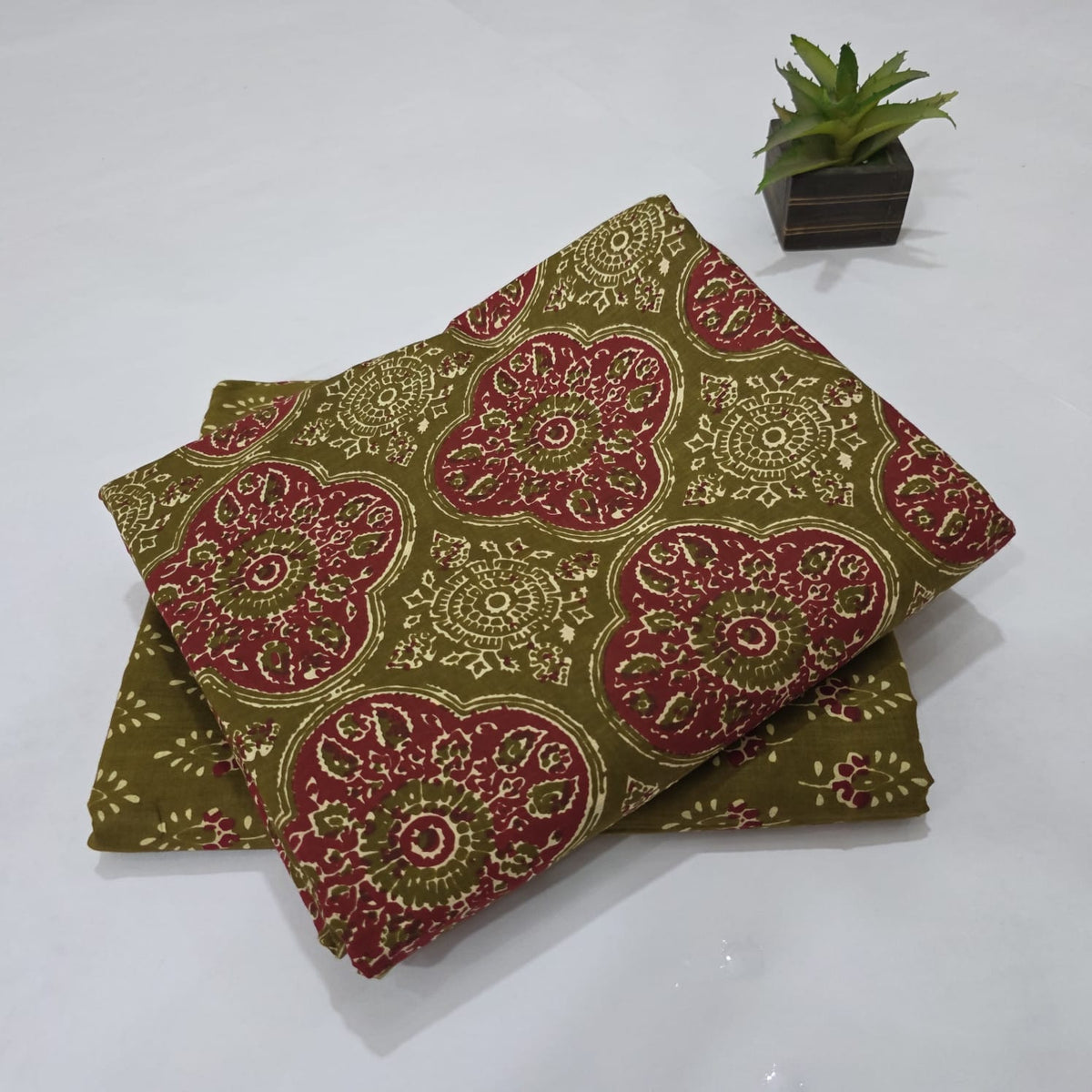 Jaipuri Cotton Unstitched Suit Set for Women