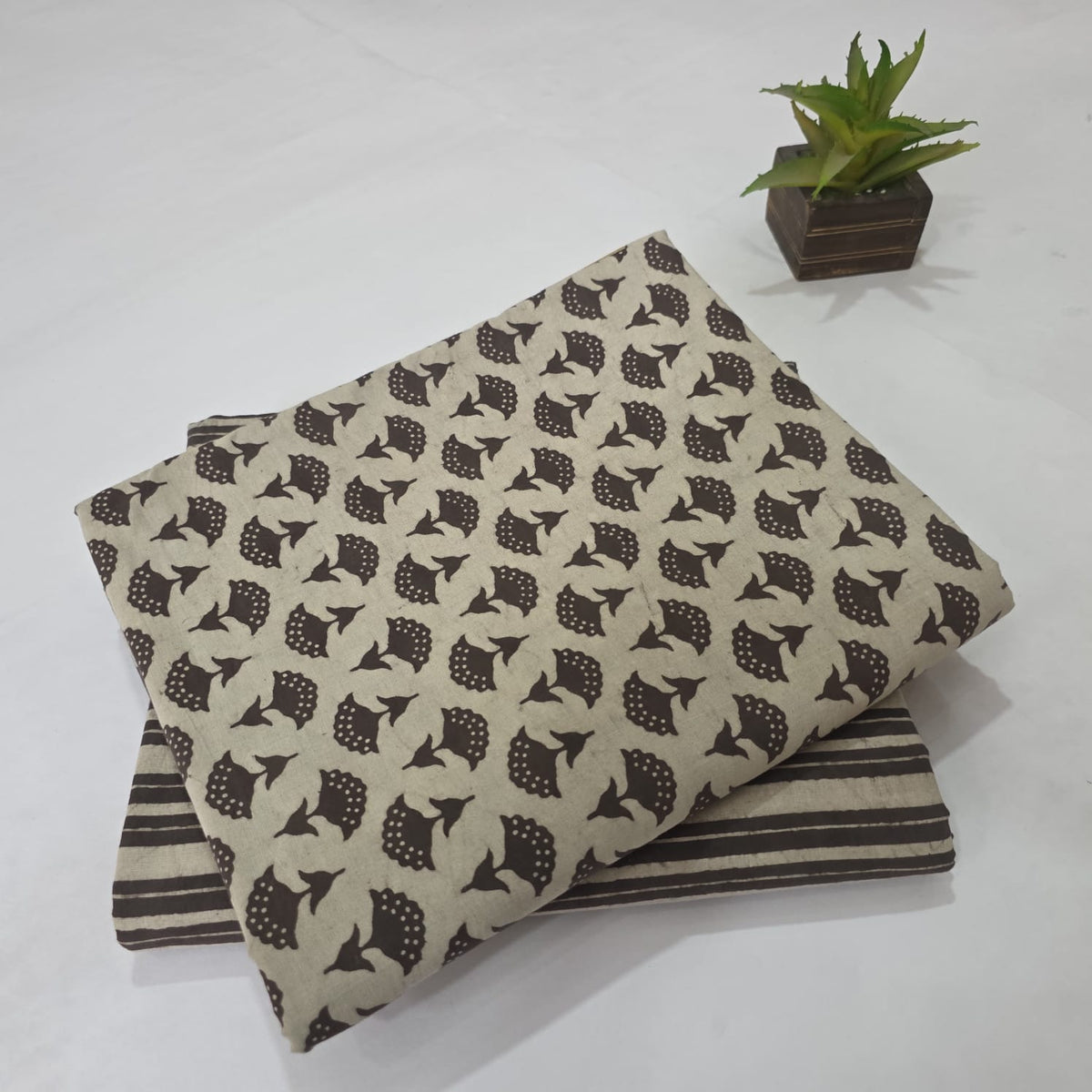Jaipuri Cotton Unstitched Suit Set for Women