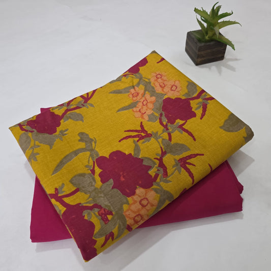 Floral Hand Block Printed Cotton Kurta Set