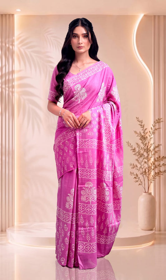Handloom Cotton Saree – Traditional Handcrafted Floral Design
