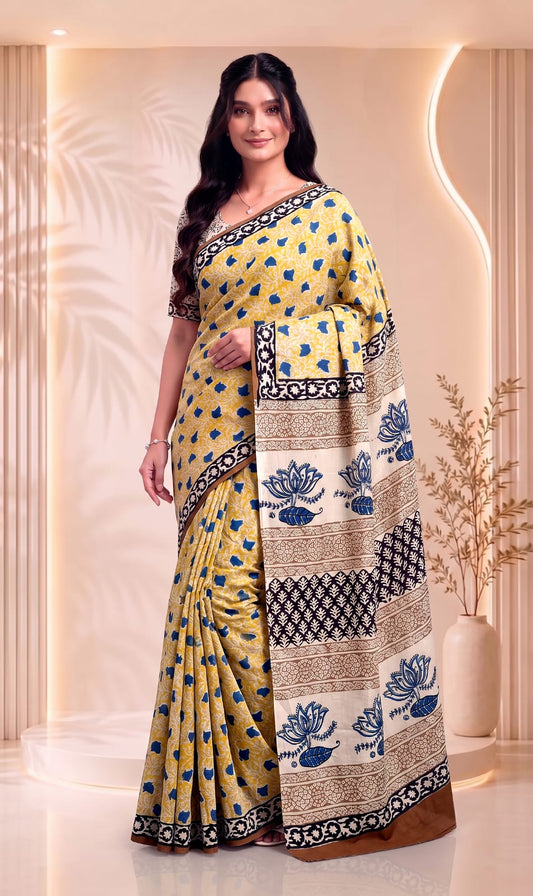 Traditional Hand Block Printed Collection Cotton Sarees for Women