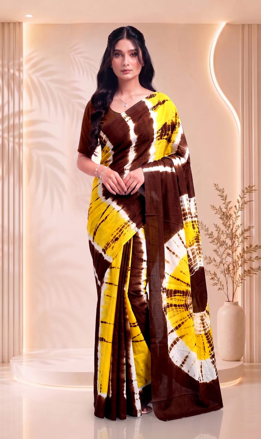 Ethnic Cotton Saree – Traditional Floral Hand Block Printed Design