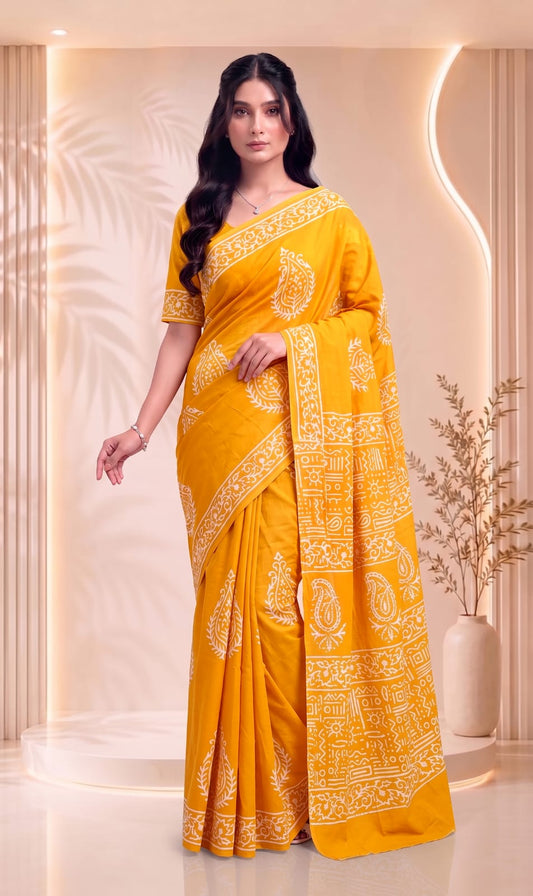 Cotton Saree for Office Wear – Sophisticated Traditional Print