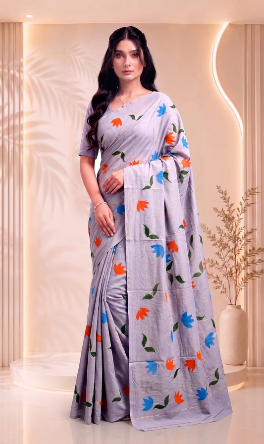 Jaipuri Cotton Saree – Premium Floral Hand Block Printed Heritage Design