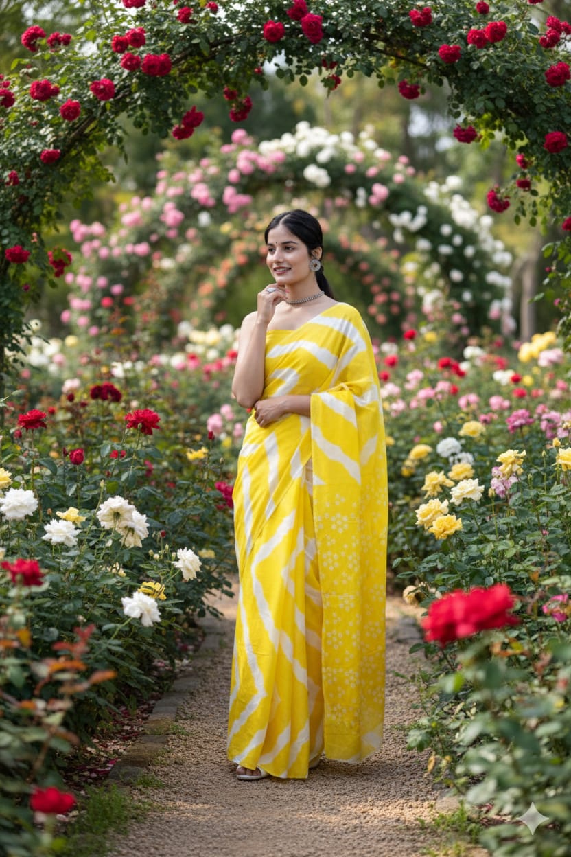 Traditional Jaipuri Printed Mulmul Cotton Saree with Blouse Piece