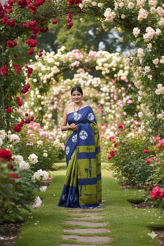 Traditional Jaipuri Printed Mulmul Cotton Saree with Blouse Piece