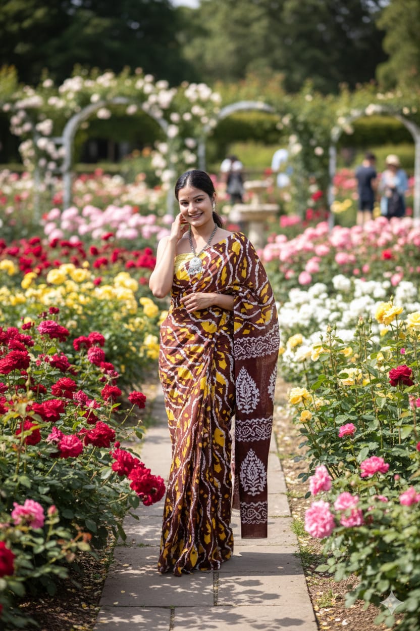 Traditional Jaipuri Printed Mulmul Cotton Saree with Blouse Piece