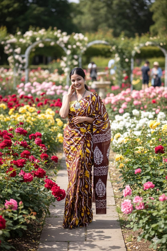 Traditional Jaipuri Printed Mulmul Cotton Saree with Blouse Piece