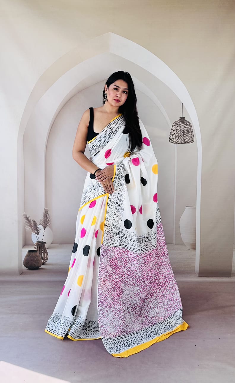 Traditional Bhagalpuri Linen Cotton Saree for Women