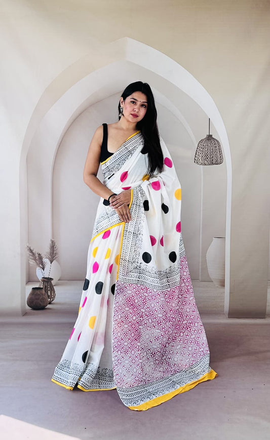 Traditional Bhagalpuri Linen Cotton Saree for Women