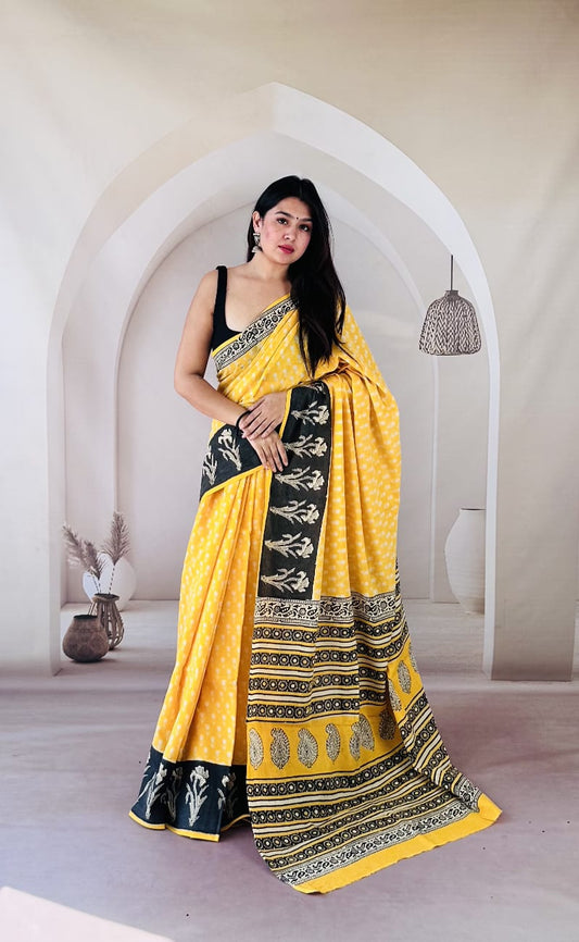 Traditional Bhagalpuri Linen Cotton Saree for Women