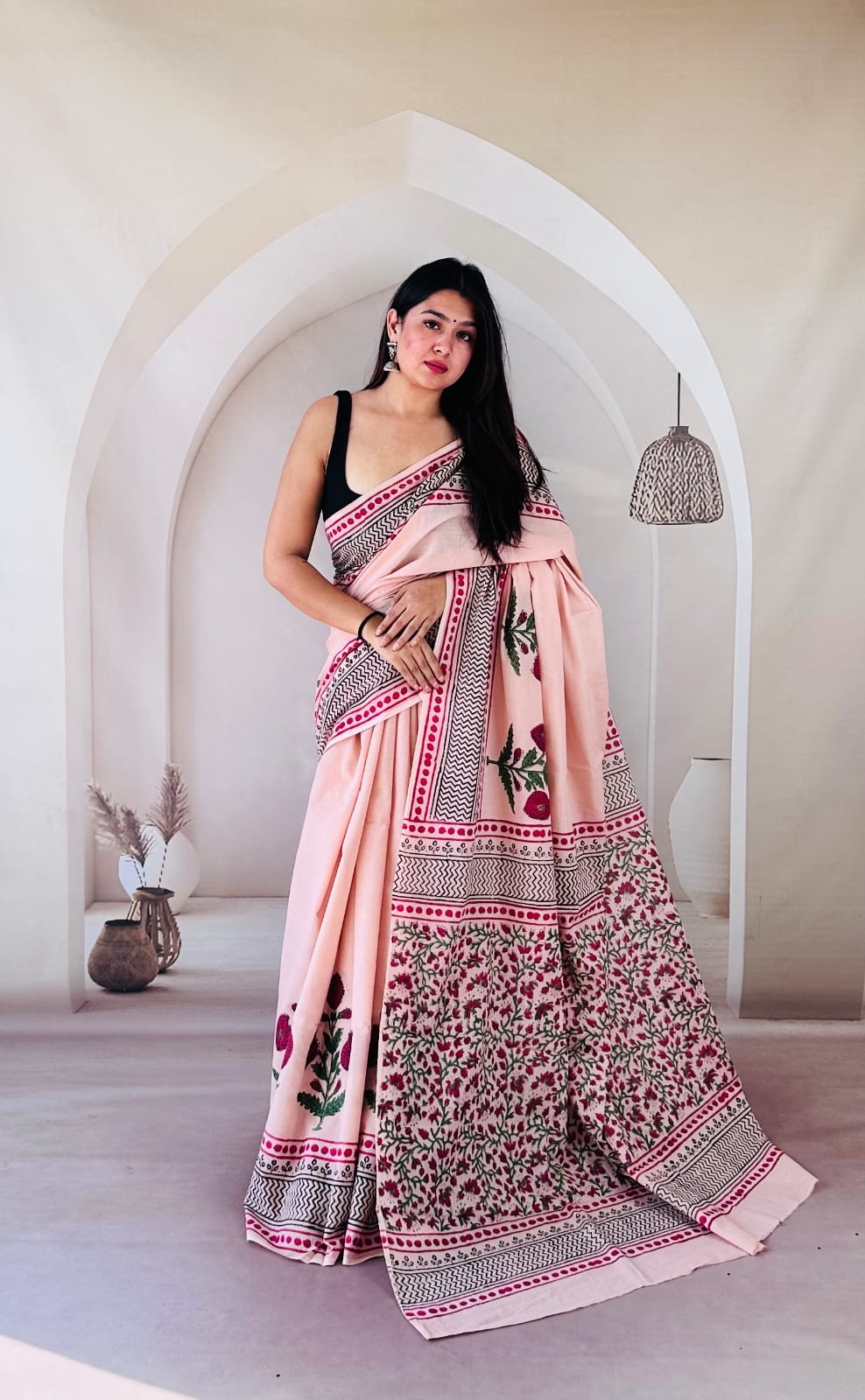 Traditional Bhagalpuri Linen Cotton Saree for Women
