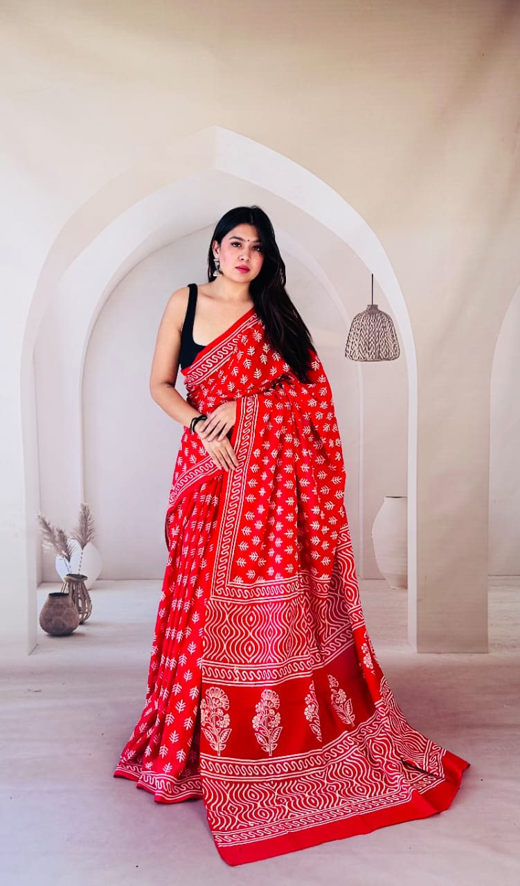 Traditional Bhagalpuri Linen Cotton Saree for Women