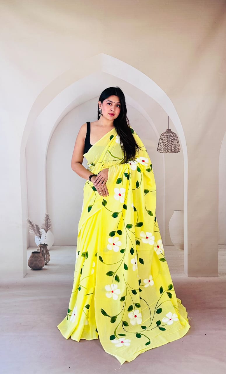 Traditional Bhagalpuri Linen Cotton Saree for Women