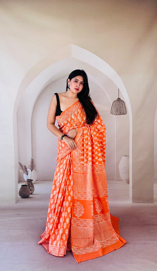Traditional Bhagalpuri Linen Cotton Saree for Women