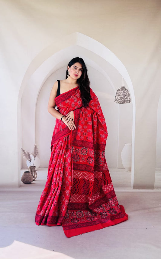 Traditional Bhagalpuri Linen Cotton Saree for Women