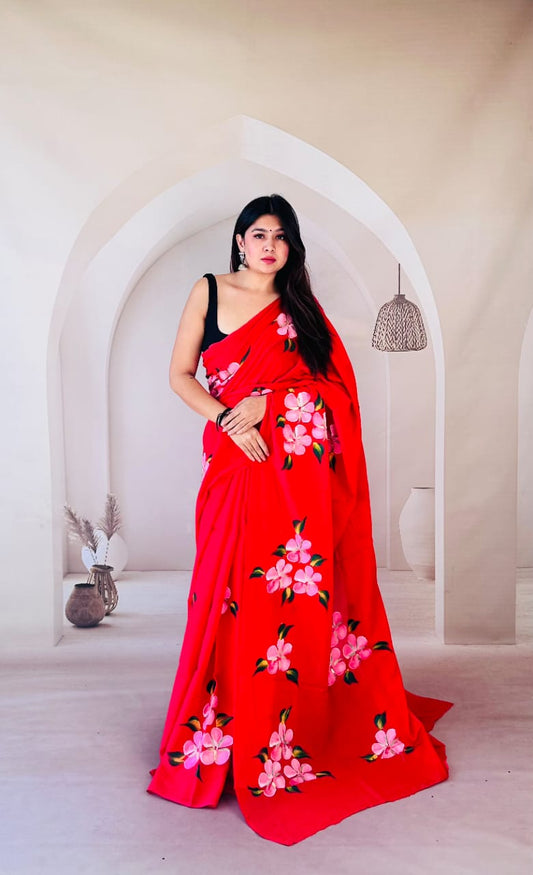 Traditional Bhagalpuri Linen Cotton Saree for Women