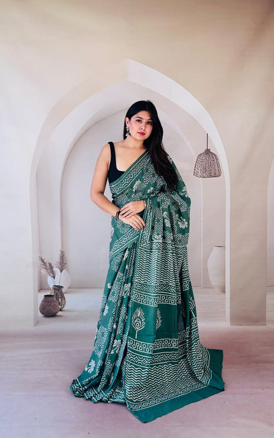 Traditional Bhagalpuri Linen Cotton Saree for Women