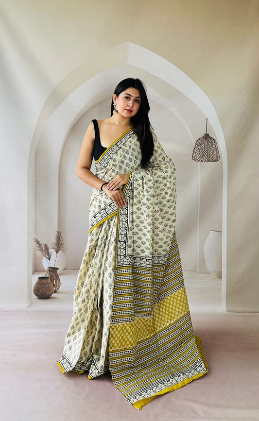Traditional Bhagalpuri Linen Cotton Saree for Women