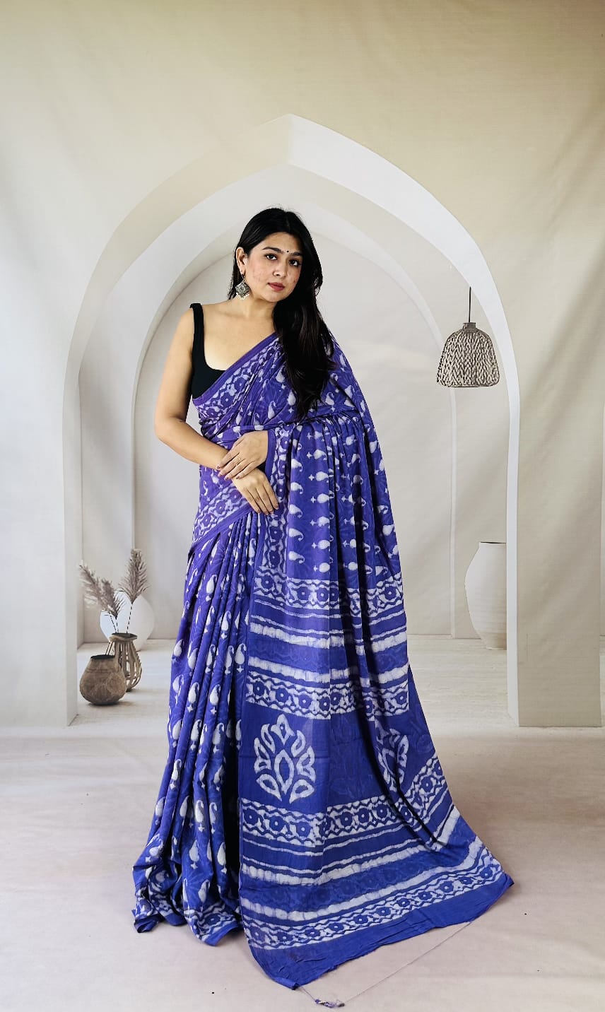 Traditional Bhagalpuri Linen Cotton Saree for Women
