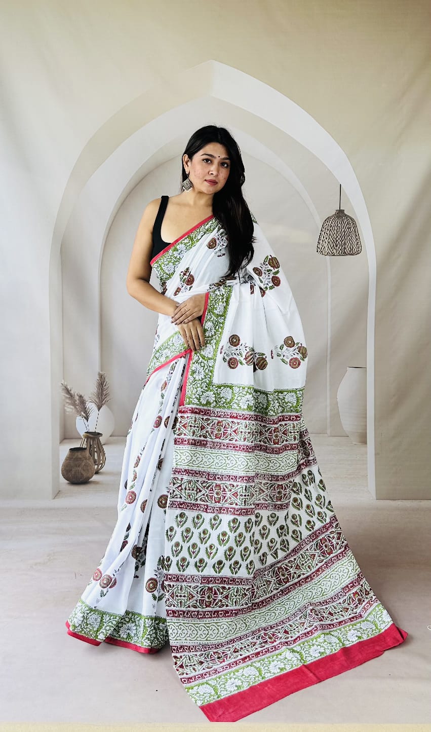 Traditional Bhagalpuri Linen Cotton Saree for Women