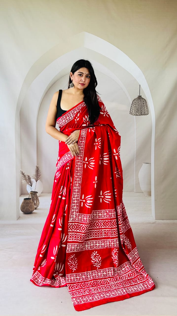 Traditional Bhagalpuri Linen Cotton Saree for Women