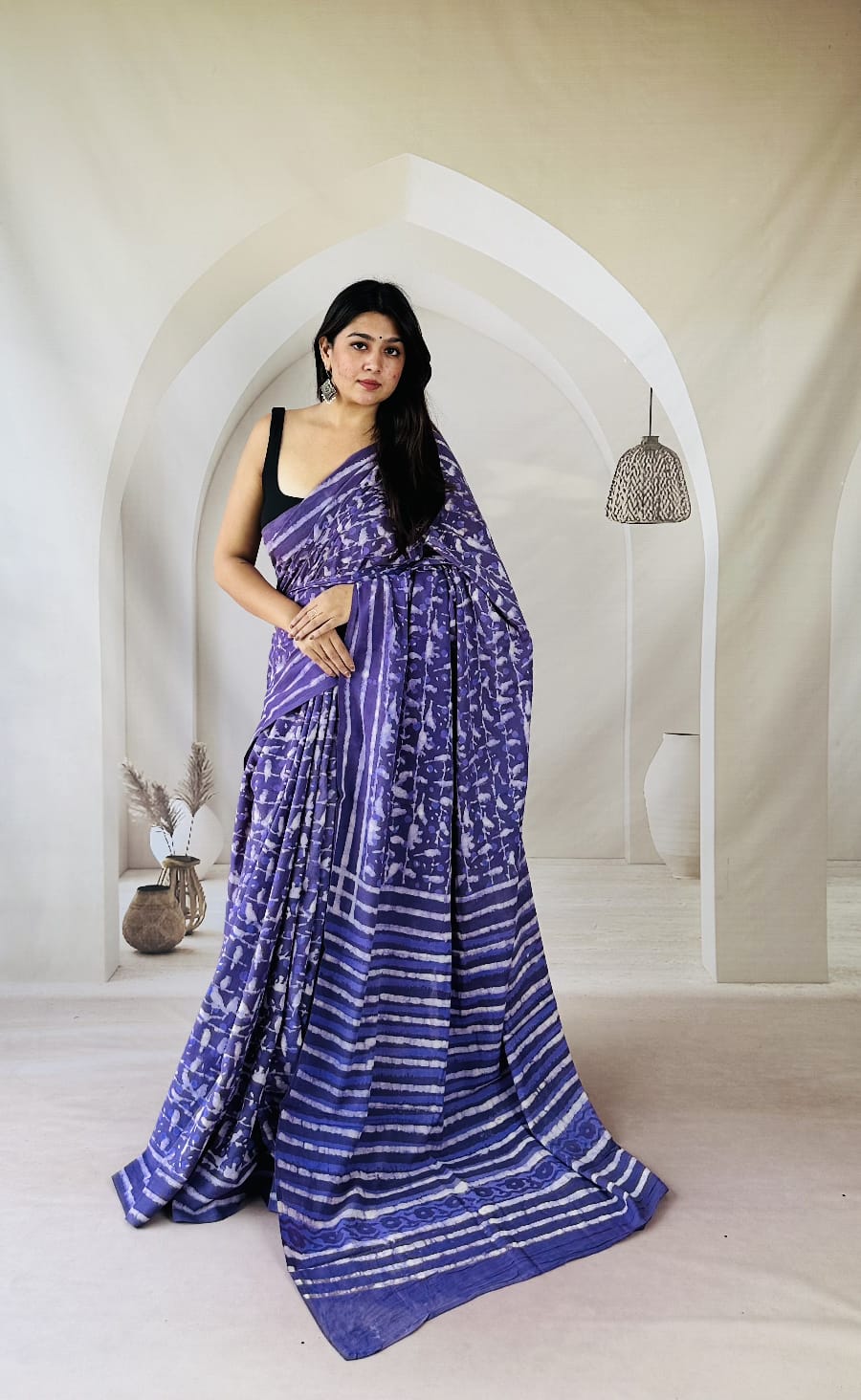 Traditional Bhagalpuri Linen Cotton Saree for Women