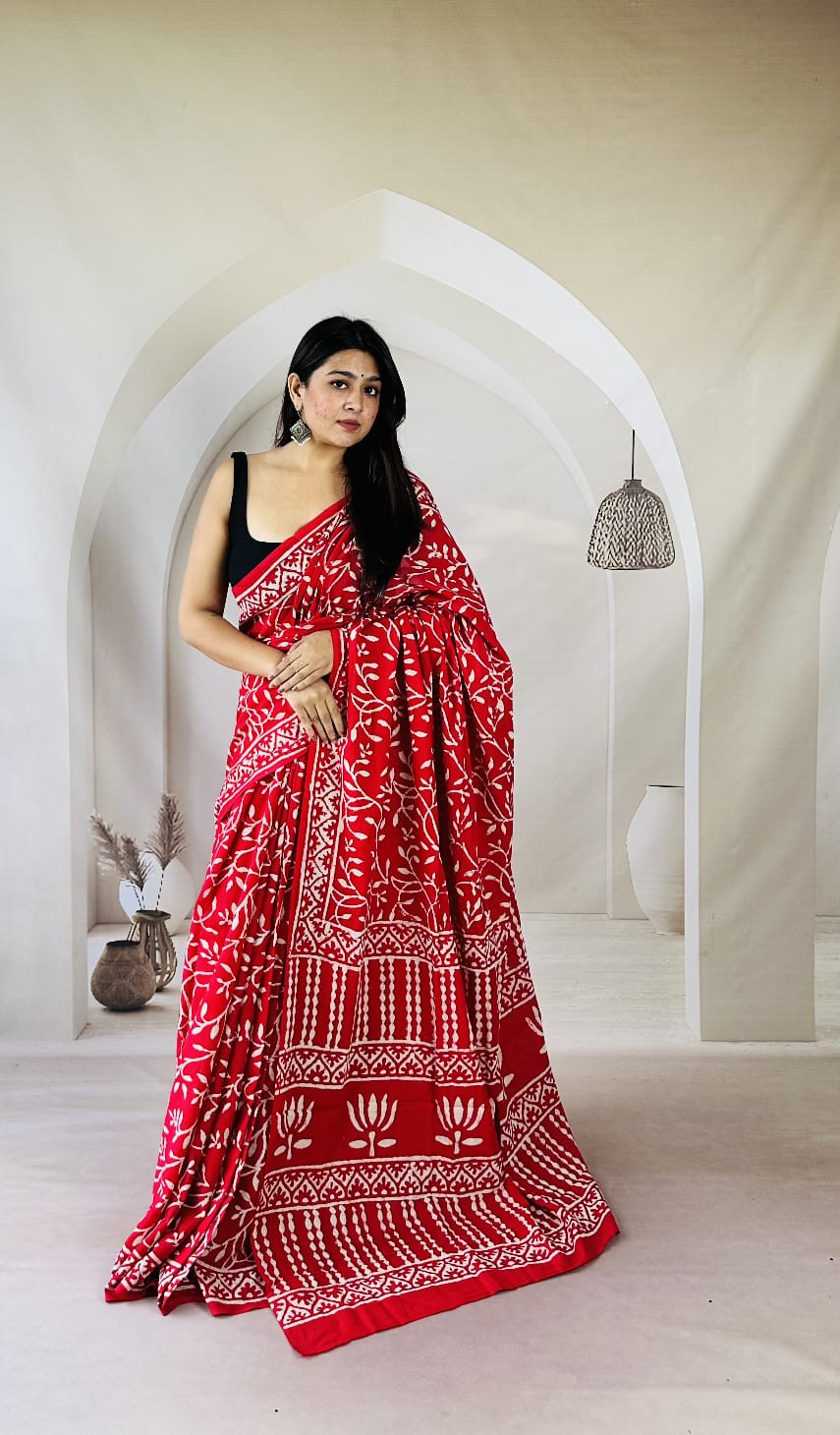 Traditional Bhagalpuri Linen Cotton Saree for Women